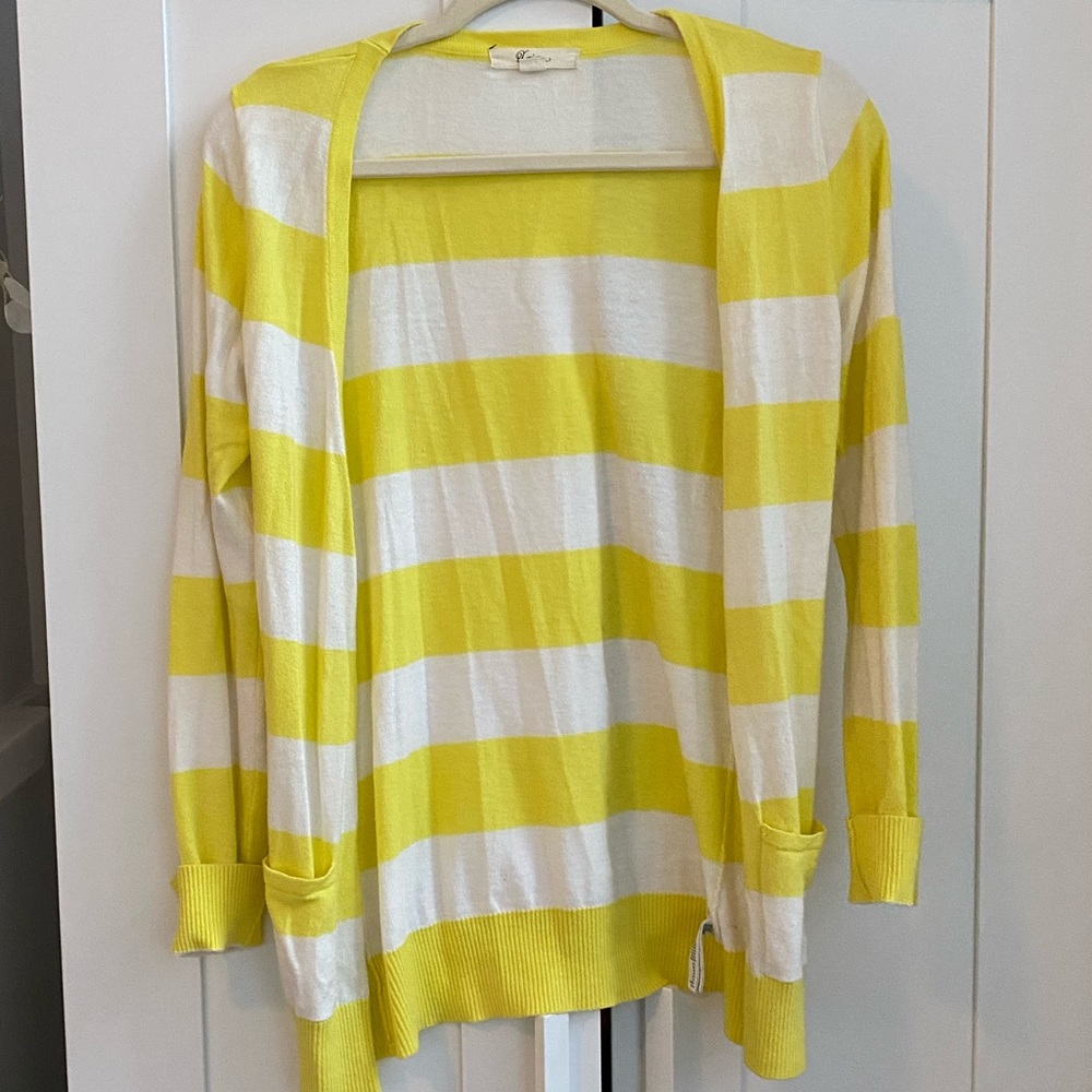 Yellow & White Striped Cardigan